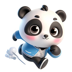 Cute 3D panda isolated on white background © adobe
