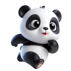 Cute 3D panda isolated on white background © adobe