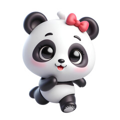 Cute 3D panda isolated on white background © adobe