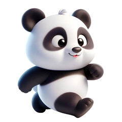 Cute 3D panda isolated on white background © adobe