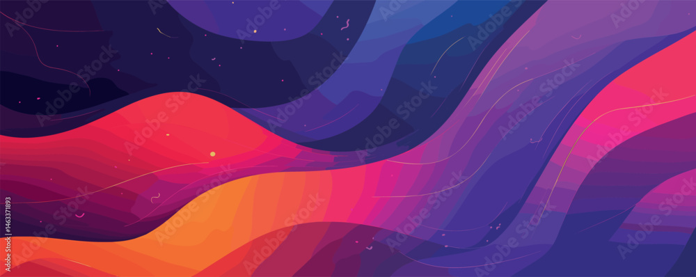 Aufkleber abstract colorful waves in vibrant purple and orange gradient pattern with flowing lines.