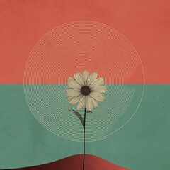 Abstract floral design on a vibrant color scheme.