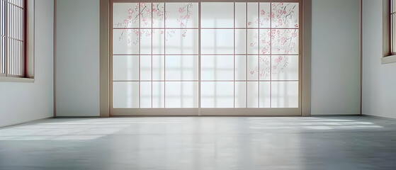 Empty Japanese Style Room With Sliding Doors