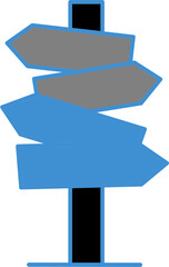 Outline of multi-directional signpost for coloring or learning directions and choices.