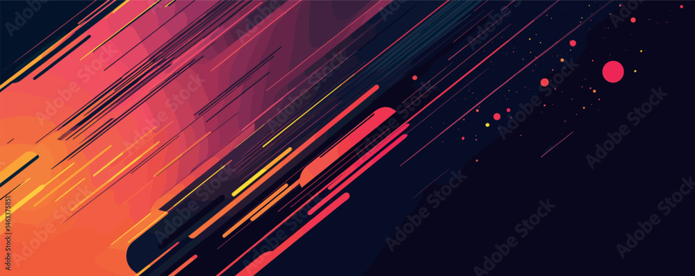 Poster abstract vibrant diagonal streaks and patterns in dynamic red and orange blend.