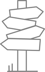 Outline of multi-directional signpost for coloring or learning directions and choices.