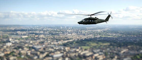 Helicopter Over Cityscape