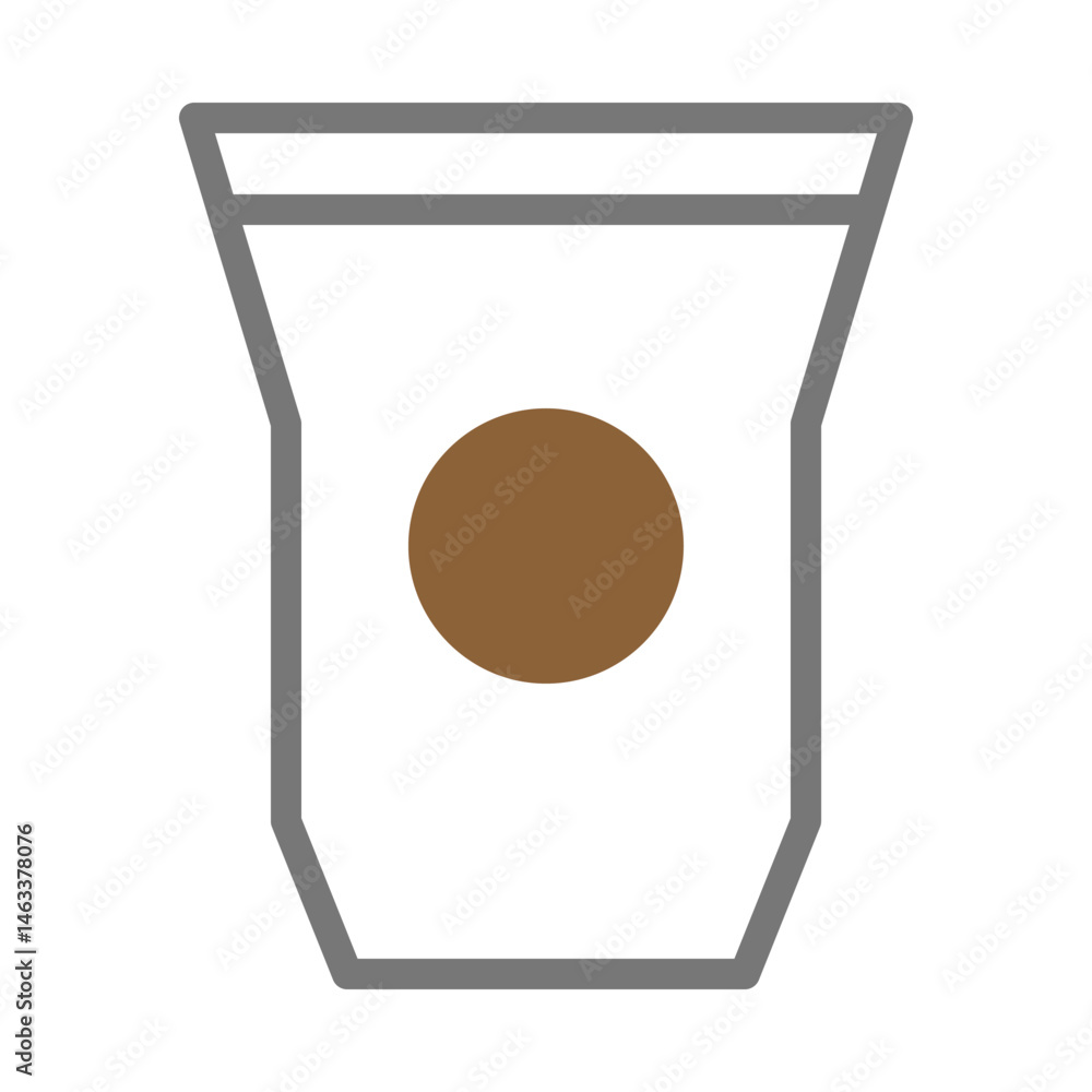 Poster minimalist depiction: simplistic graphic design of a container with a brown circle