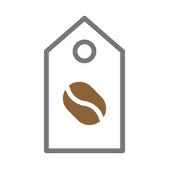 Minimalist coffee bean tag icon design for product labeling and branding