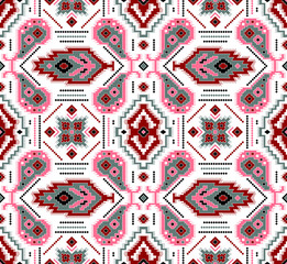 Abstract Seamless Ethnic Ikat Traditional Pattern Design.
