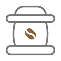 Stylized coffee container icon with a single bean representing freshness