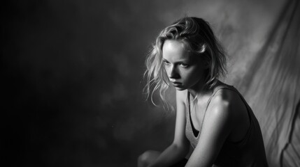Naklejka premium Pensive young woman