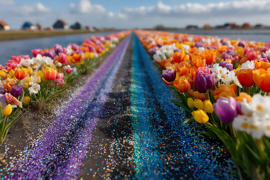 vibrant spring flower field landscape