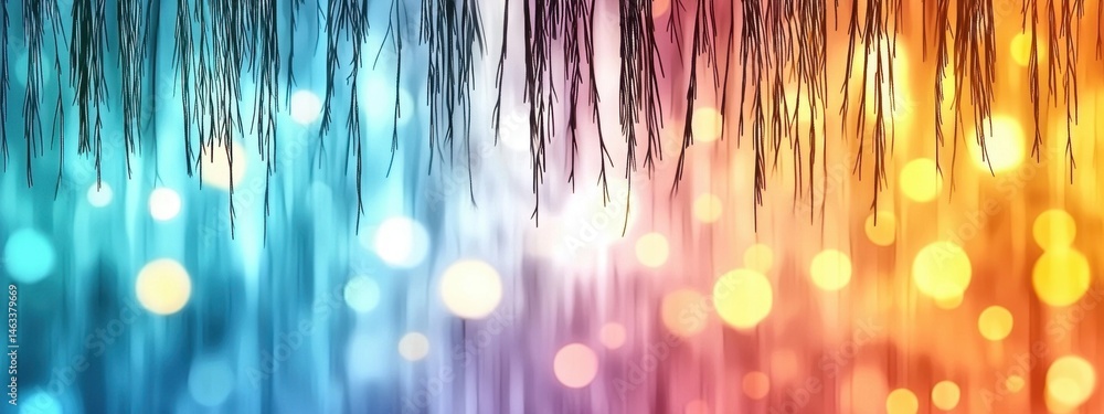 Poster abstract background with blurred lights and vertical streaks of color, creating a vibrant and dynami
