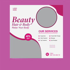 Beauty Salon Social Media Post Template for Skincare, Haircare, Makeup, Spa Services, Wellness Branding — Modern and Elegant Marketing Design for Online Promotion