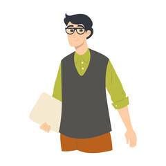Businessman Character in Flat Cartoon Design. Isolated Vector Illustration. 