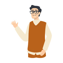 Businessman Character in Flat Cartoon Design. Isolated Vector Illustration. 
