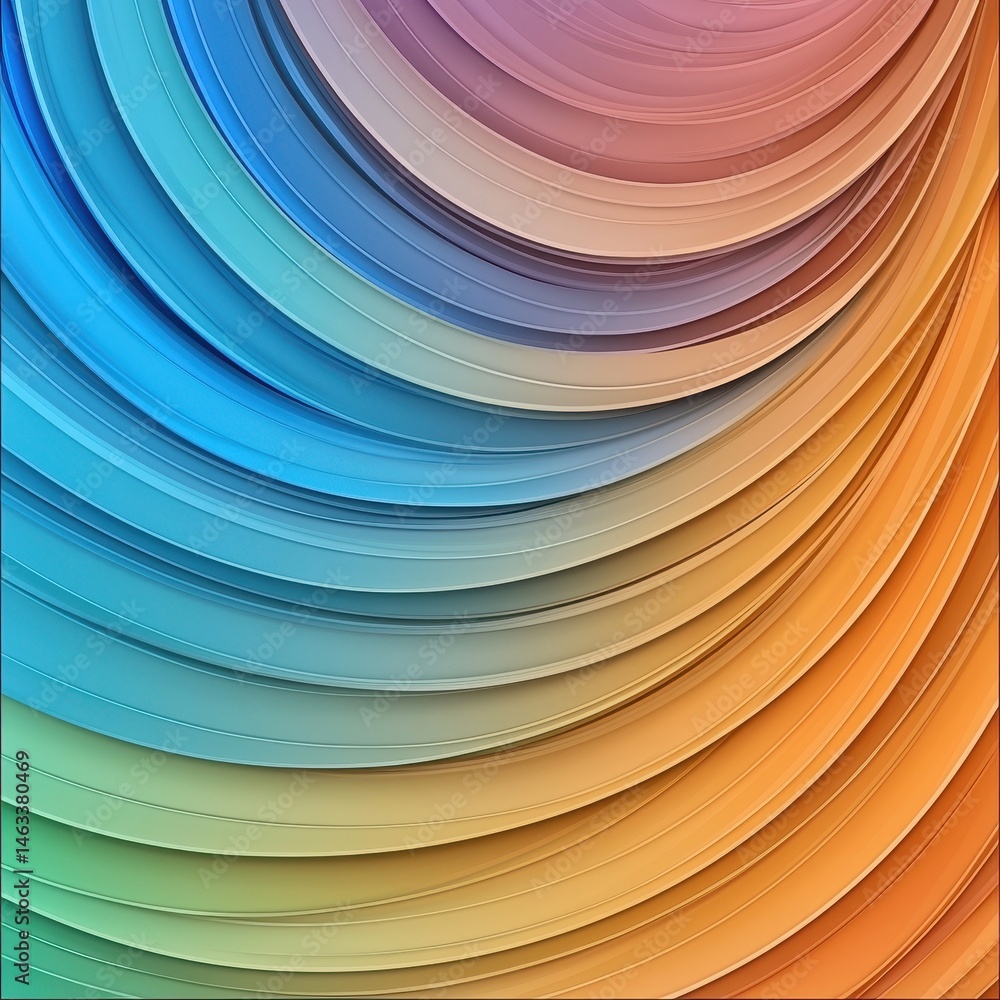 Poster abstract image featuring a swirling pattern of multicolored layers. the colors transition smoothly f