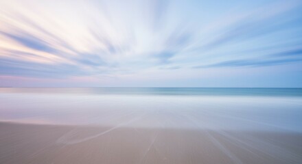 Motion Sky Over Calm Ocean Water with Beach View