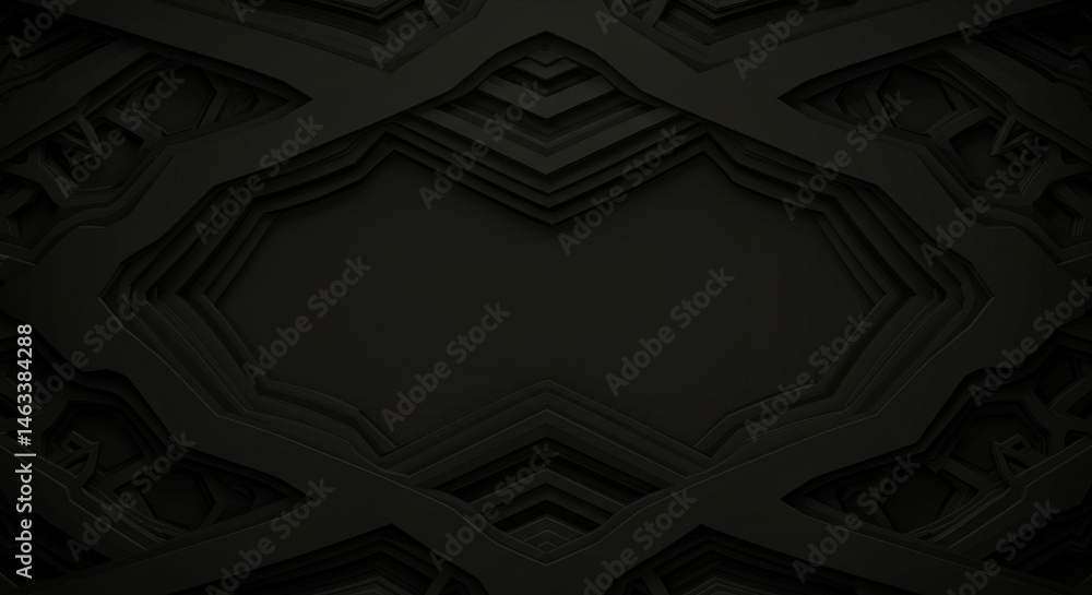Aufkleber abstract layered black paper design with geometric patterns