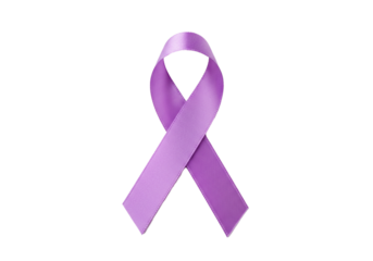 Purple awareness ribbon against a blurred background.