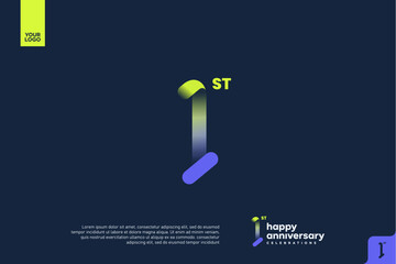 Modern 1st Anniversary Celebration with Gradient Number and Minimalist Design for Corporate or Startup Branding