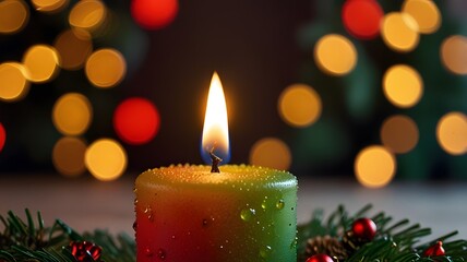 Festive glow christmas candles and ornaments Created with Generative AI technology