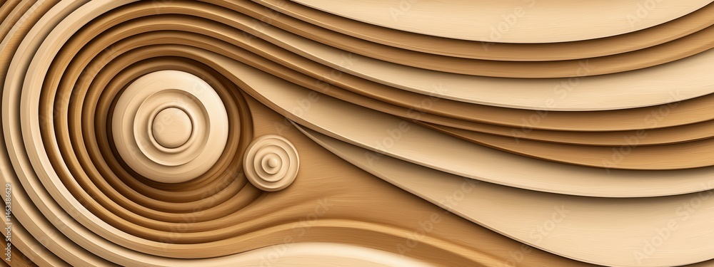 Aufkleber abstract beige and brown layered design with concentric circles, creating a three dimensional effect
