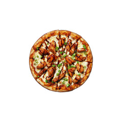 Delicious Teriyaki Chicken Pizza with Green Onions, Isolated on Transparent Background - High-Resolution Image Perfect for Menu Design, Food Blogs, and Culinary Websites