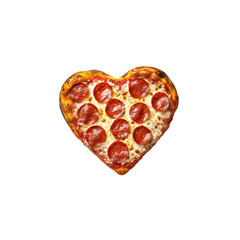 Delicious Heart-Shaped Pepperoni Pizza Isolated on Transparent Background: Perfect for Valentine's Day, Romantic Dinners, and Pizza-Themed Designs