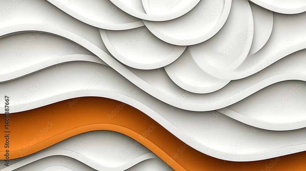 Poster abstract background with white and orange wavy layers. the texture is smooth with a subtle 3d effect