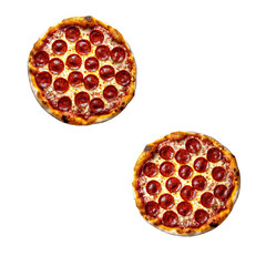 Two Delicious Pepperoni Pizzas Isolated on Transparent Background - Perfect for Menu Design, Restaurant Advertising, and Food Blog Illustrations