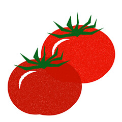 トマト2個のハンコ風のイラスト