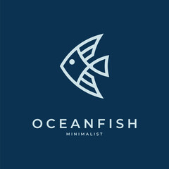 Fish Logo Design, minimal fish line style, fish logo design template, vector illustration