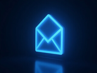 Fototapeta premium Illuminated email icon digital space graphic design modern aesthetic close-up view communication