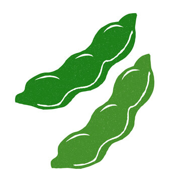 枝豆の版画風シルエットイラスト