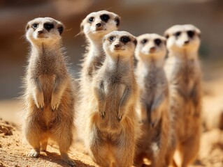 Fototapeta premium Meerkat Group Standing Alert