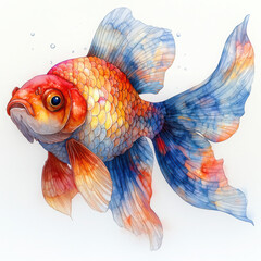 Fototapeta premium Vibrant goldfish swimming gracefully underwater scene illustration aquatic environment close-up view artistic concept