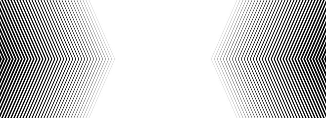 Black halftone arrow background. Linear arrows in center direction backdrop. Repeated fading triangle gradation pattern. Vector thin to thick speed line concept texture for poster, cover, banner