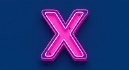 Obraz premium Letter X Glowing Neon Sign on Dark Blue Background
