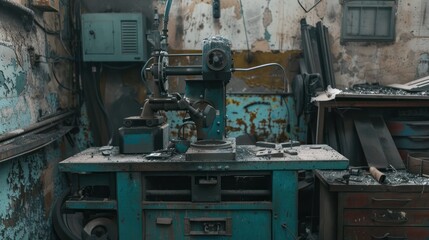 Rusty workshop machinery