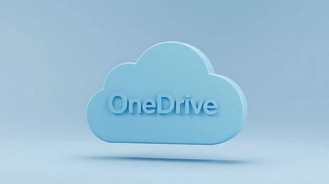 Onedrive Cloud Icon in Light Blue Showing Data Storage Concept
