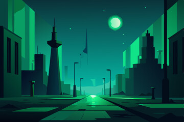 abandoned soviet city illuminated by eerie green 