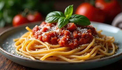 Delicious Spaghetti with Tomato Sauce and Basil