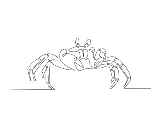 Sea Crab single outline illustration. Continuous line art drawing of crab. Editable stroke.