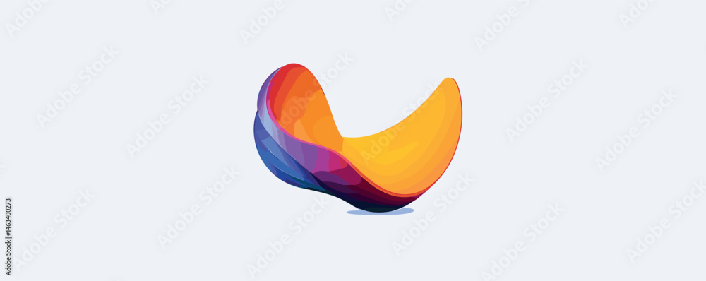 Poster colorful abstract shape with gradient waves on light background.