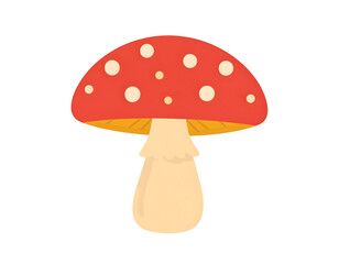 Charming Red Mushroom Illustration with White Spots