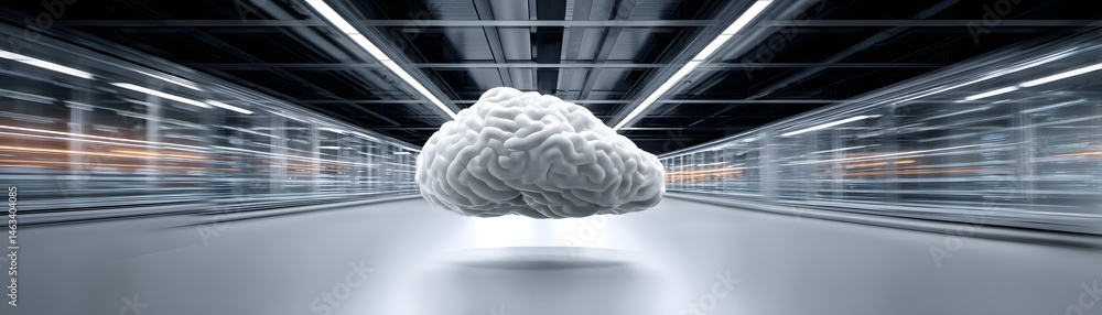 Poster against a futuristic backdrop, a digital cloud hovers above a healthcare setting, symbolizing the in