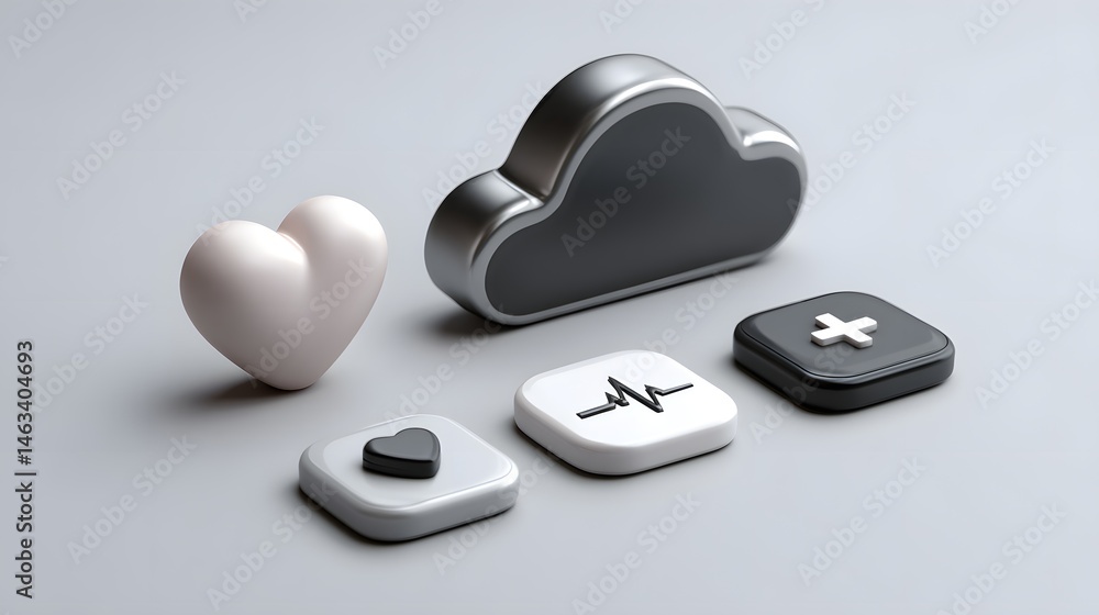 Aufkleber a conceptual representation of cloud computing in healthcare, featuring a cloud icon surrounded by h