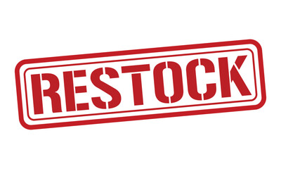 RESTOCK red stamp text vector, rubber stamp